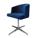 Ver imagem 1 de Cadeira Poltrona Base Cromada Giratoria Estofada Arkadina Suede Azul