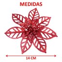 Ver imagem 4 de Kit 24 Flores Gliter Vermelha Decoração Árvore de Natal 14cm
