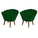 Ver imagem 1 de Kit 2 Poltronas Decorativa Pétala Suede Verde Pés Madeira Ms Decor
