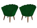 Ver imagem 1 de Kit 2 Poltronas Decorativa Pétala Suede Verde Pés Madeira Ms Decor
