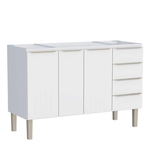 Gabinete de Aço para Pia 140cm 3 Portas 4 Gavetas Flora Cozimax Branco