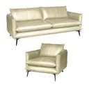Ver imagem 1 de Conjunto Poltrona e Sofá Decorativo Sala de Estar América 4 Lugares 240cm Couro Tiza - Mozzelar