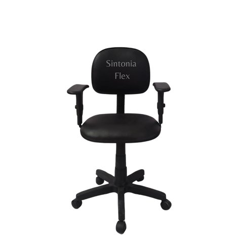 Cadeira Secretaria com Regulagem de Altura a Gás e Braço Regulagem Corano Preto