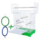 Ver imagem 1 de Kit Gaiola Triplex Calopsita Brinquedo Argola Dupla Colorida - Verde