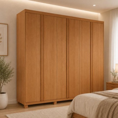 Guarda-Roupa Casal 100% MDF 6 Portas e 2 Gavetas com Pés 180cm Multimóveis CR35547 Madeirado