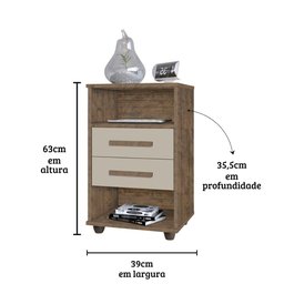 Mesa de Cabeceira Cielo Cor:canela Off White - Mizza Decor - 3