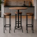 Ver imagem 1 de Conjunto Mesa Bistrô Alabama com 3 Banquetas Estofadas Kassel Cor Marrom - Kmj