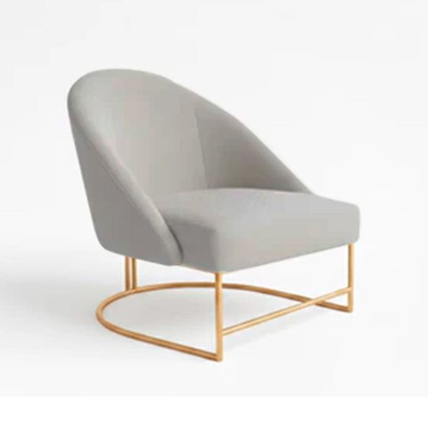 Poltrona Decorativa Estofada Veludo Base Metálica Industrial Lua Dourada – Paraná Metal:cinza Gelo