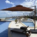 Ver imagem 3 de Ombrelone Guarda Sol Noronha Premium Aluminio 3,0 X 3,0 C/ Base em 100l Sol&sombra Marrom Café