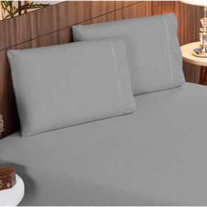 Jogo de Lençol Cama Casal 400 Fios Ponto Palito 3 Peças Casal