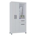 Ver imagem 1 de Guarda Roupa Solteiro Atlas Capelinha 3 Portas Branco Brilho - Poquema