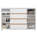 Ver imagem 5 de Cômoda Sapateira Grande 4 Gavetas 2 Portas Flex Evidência Branco Freijó