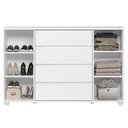 Ver imagem 4 de Cômoda Sapateira Grande 4 Gavetas 2 Portas Flex Evidência Branco Freijó