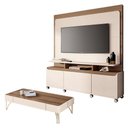 Ver imagem 2 de Estante Home Theater Quantum e Mesa de Centro Cadenza Off White Castanho - Hb Móveis
