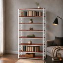 Ver imagem 1 de Estante Multiuso Organizador Livreiro Estilo Industrial 180x100 Branco Mogno