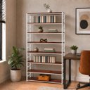 Ver imagem 2 de Estante Multiuso Organizador Livreiro Estilo Industrial 180x100 Branco Mogno