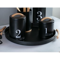 Lata Porta Condimentos N2 Metalla Preto Cozinha Black Yoi - 3