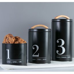 Lata Porta Condimentos N2 Metalla Preto Cozinha Black Yoi - 4