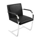 Ver imagem 3 de Kit 4 Cadeiras Brno Couro Natural Preto Barra Chata Cromada Cor Preto