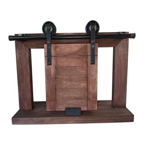 Kit para Porta até 50cm Celeiro Tubular Roldana Aparente Trilho Preto 1m