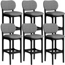 Ver imagem 1 de Kit 6 Banquetas Alta Bar Cozinha Sala Jantar Fixa Betta L02 Preto Linho Cinza Escuro - Lyam Decor