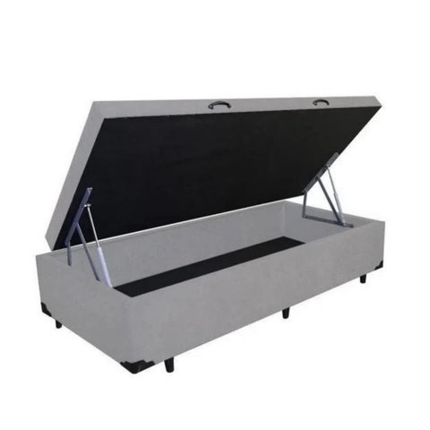 Cama Box Baú Solteiro Conforto Sintético Cinza + Colchão Solteiro Conforto Espuma D23 Com EPS 17x88x