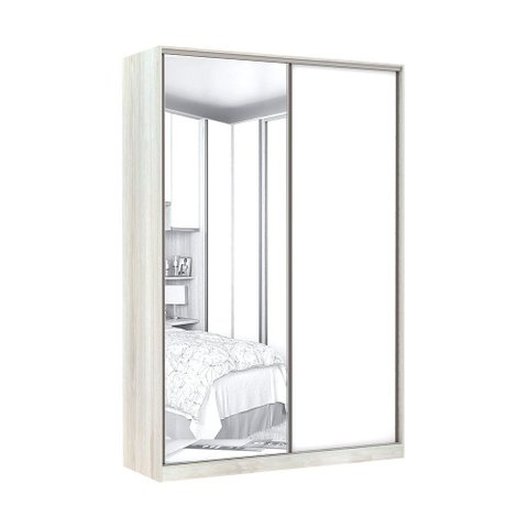 Guarda-roupa Solteiro Luciane 2 Portas de Correr 3 Gavetas Prime Plus Alumínio com Espelho 160 Cm