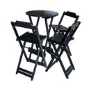 Ver imagem 1 de Kit Mesa Bistrô De Madeira Dobrável Com 3 Banquetas - Preto