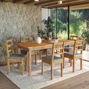 Ver imagem 1 de Conjunto para Jardim Madeira Maciça 160x80cm 1 Mesa 6 Cadeiras Assento Estofado Itália