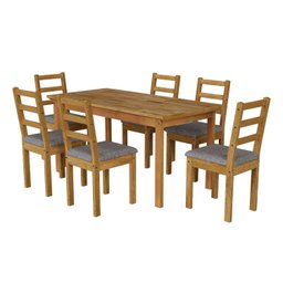 Conjunto para Jardim Madeira Maciça 160x80cm 1 Mesa 6 Cadeiras Assento Estofado Itália - 2