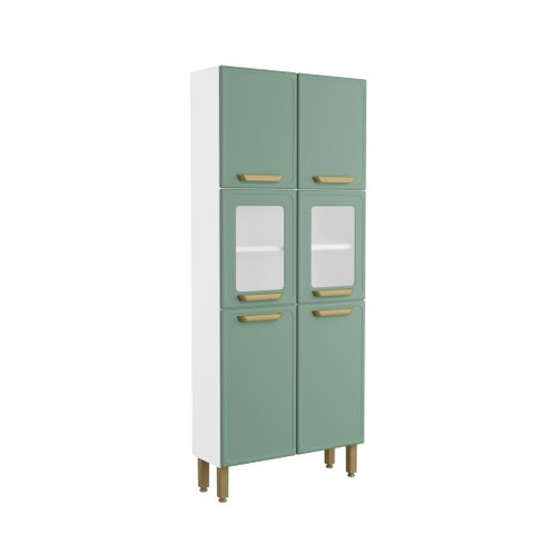 Armário de Aço 6 Portas 2 Vidros Verde Bella Bertolini