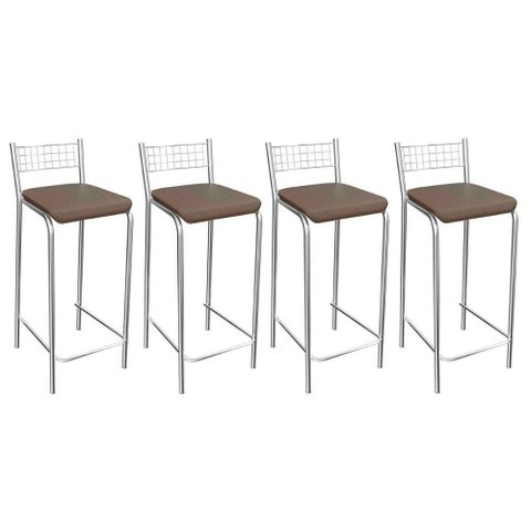Banqueta Sala de Jantar Gênova 1b705cr 4 Un Cromado/courano Marrom - Kappesberg