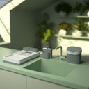 Ver imagem 2 de Lixeira com Tampa 4 L Plástico Cor Verde Amazon e Eco Natural Linha Flora Coza Verde Amazônia Coza