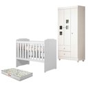 Ver imagem 1 de Berço Americano Carinho com Guarda Roupa Life Branco Acetinado Colchão Americano Gazin - Tigus