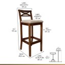 Ver imagem 3 de Kit 3 Banquetas Média Estofada para Bancada Madri Madeira Castanho Suede Bege CCS