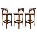 Ver imagem 1 de Kit 3 Banquetas Média Estofada para Bancada Madri Madeira Castanho Suede Bege CCS