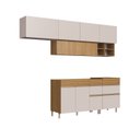 Ver imagem 3 de Cozinha Modulada Completa 5 Peças 9 Portas 4 Gavetas Ripadas Fecho Click 4 Nichos 260cm com Pés 100%