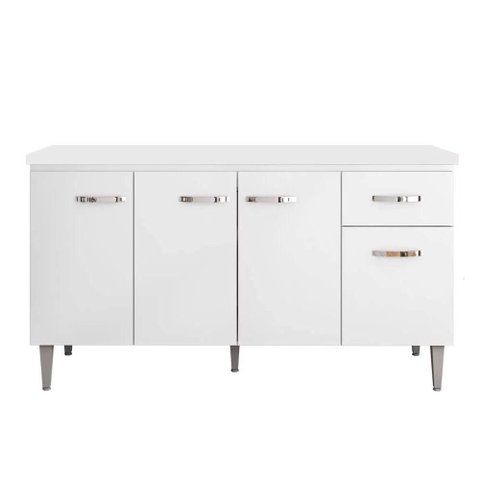 Balcão Cozinha Gabriela 3 Porta 150cm S-t Ajl Branco