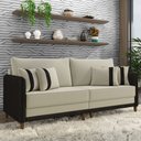 Ver imagem 2 de Sofá 4 Lugares Living 252cm Zoe K04 Veludo Bege/preto - Mpozenato
