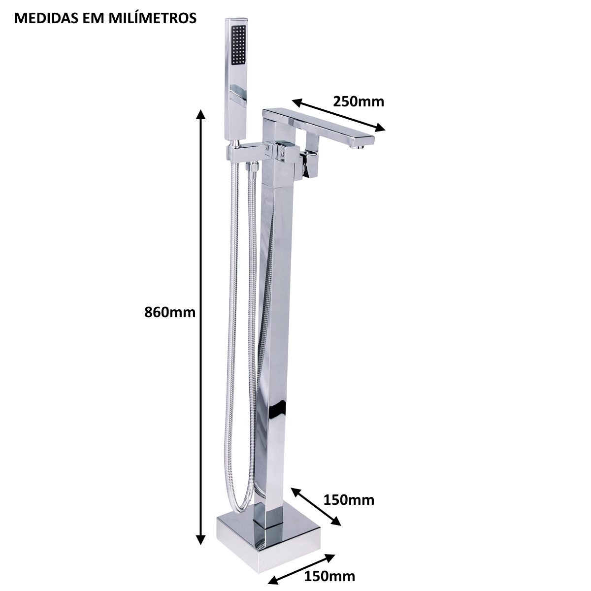 Kit Banheira Freestanding Florenzza C/ Misturador Cromado - 9