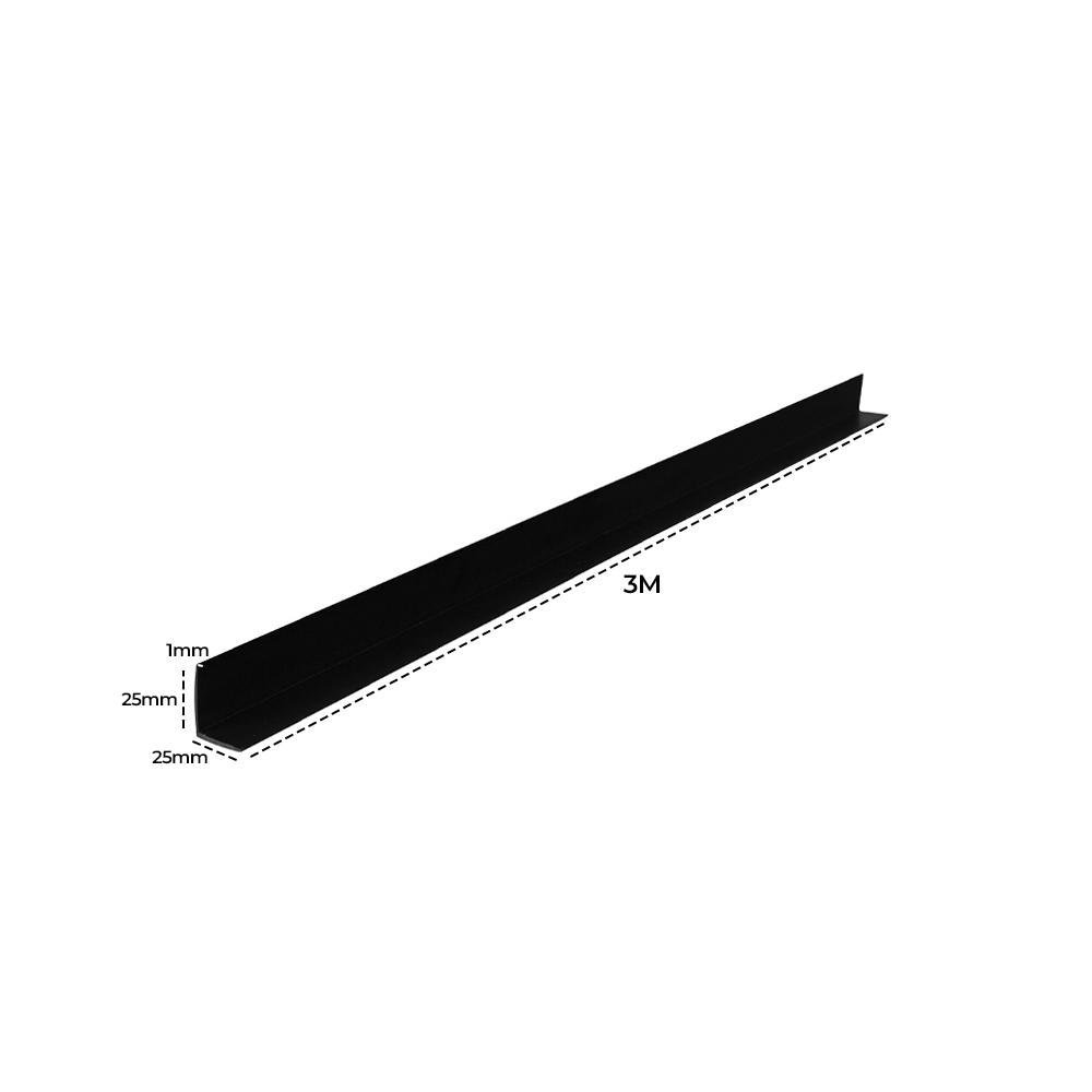 Cantoneira L PVC Protetor de Canto 25x25mm Barra 300cm 15 UN Zapinplast - Preto - 5