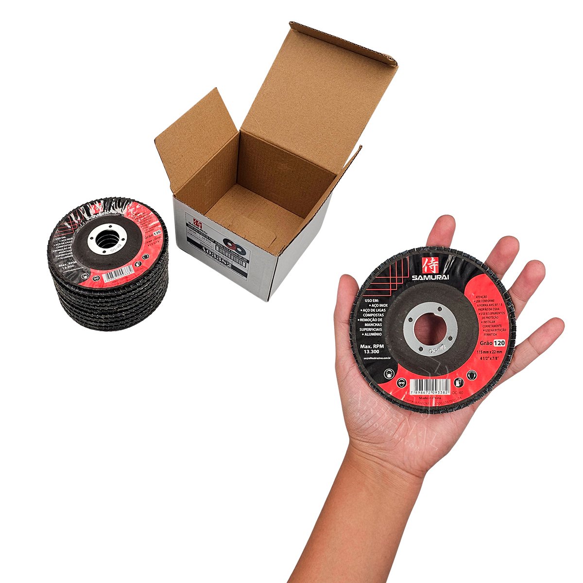 Kit 10 Discos de Lixa Flap de Fibra 115mm 4” Grão 120 - 5