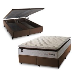 Conjunto Box Baú Super King New York Marrom 193x203x80 c/ Molas Ensacadas - 2