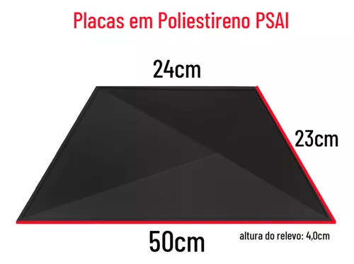 12 Placas 3d Pvc Painel Trapézio Revestimento Parede 50x50cm Modelo:preto - 2