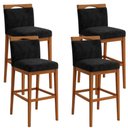 Ver imagem 2 de Kit 4 Banquetas Alta Cozinha Gourmet Conforto Suede:suede Preto