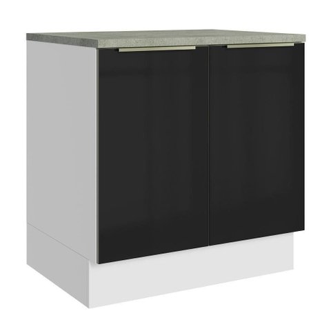 Balcão de Cozinha 80 Cm 2 Portas Branco/preto Lux Madesa Branco/preto