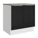 Ver imagem 1 de Balcão de Cozinha 80 Cm 2 Portas Branco/preto Lux Madesa Branco/preto