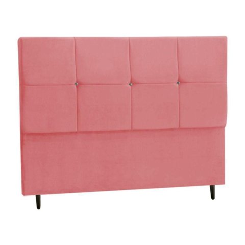 Cabeceira Estofada Box Casal King Size Encosto para Cama Civic 195x126 Cm Rosa