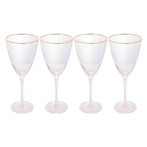 Jogo 4 Taças de Vinho com Borda Dourada Lines Vidro Transparente 400ml Wolff