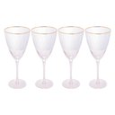 Ver imagem 1 de Jogo 4 Taças de Vinho com Borda Dourada Lines Vidro Transparente 400ml Wolff